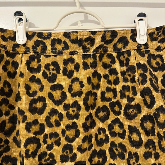 Lauren Ralph Lauren Leopard Print Button Front Skirt Linen Blend Size 14 Women’s - Picture 9 of 10